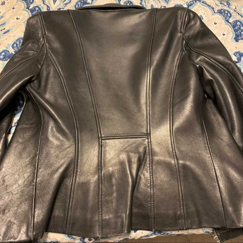 LNR Vintage Black Soft Leather Lined Pockets Zip Up Jacket Small - Picture 6 of 16